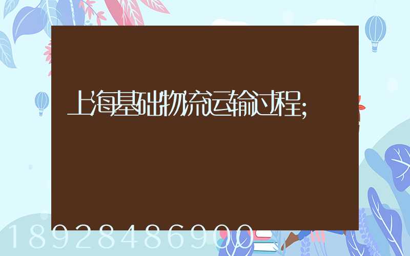 上海基础物流运输过程