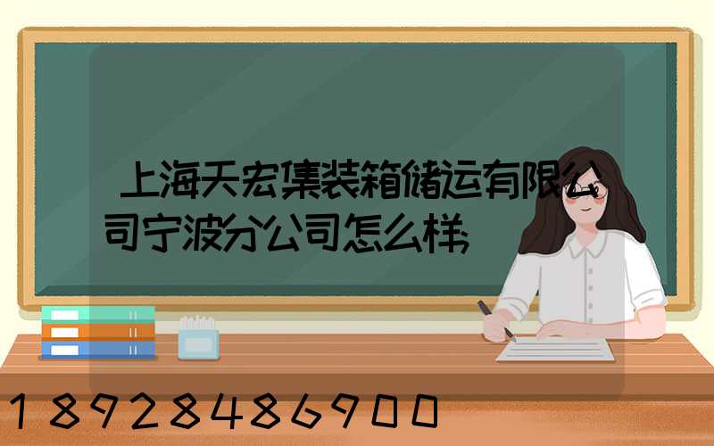 上海天宏集装箱储运有限公司宁波分公司怎么样