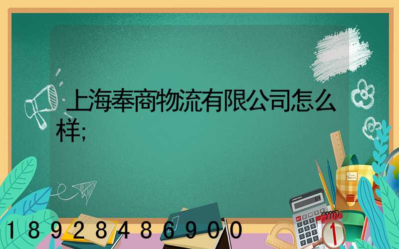 上海奉商物流有限公司怎么样