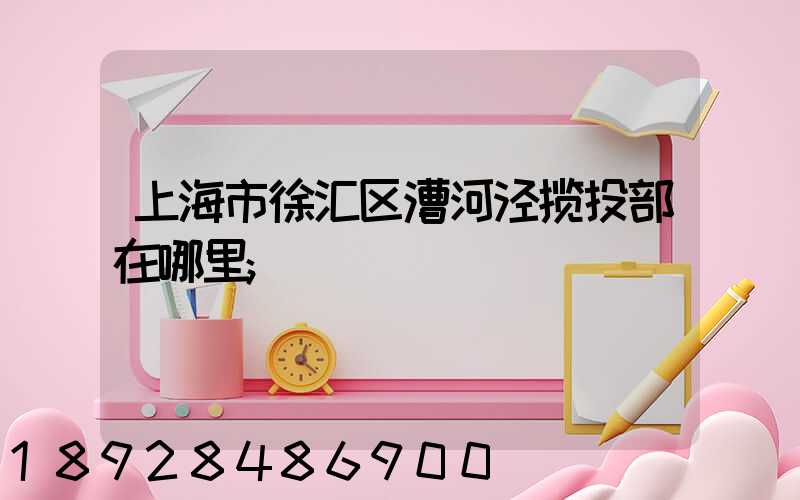 上海市徐汇区漕河泾揽投部在哪里