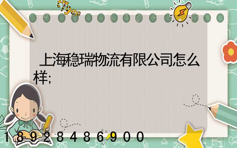 上海稳瑞物流有限公司怎么样