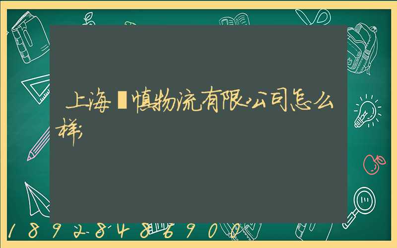 上海赟慎物流有限公司怎么样