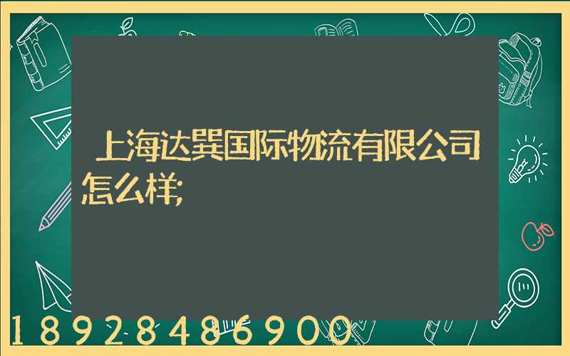 上海达巽国际物流有限公司怎么样
