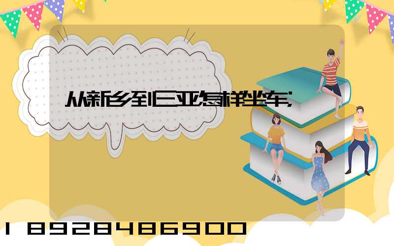 从新乡到三亚怎样坐车