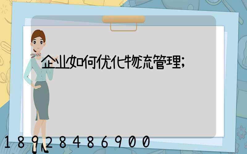 企业如何优化物流管理