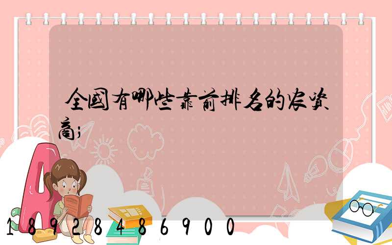 全国有哪些靠前排名的农资商
