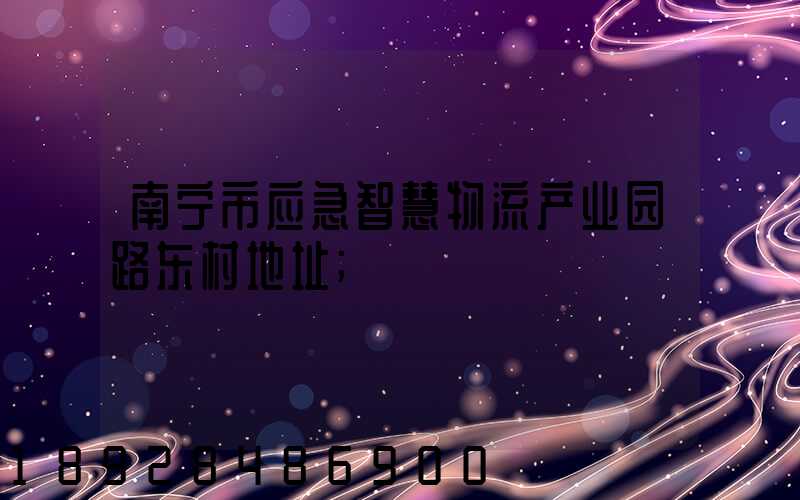 南宁市应急智慧物流产业园路东村地址
