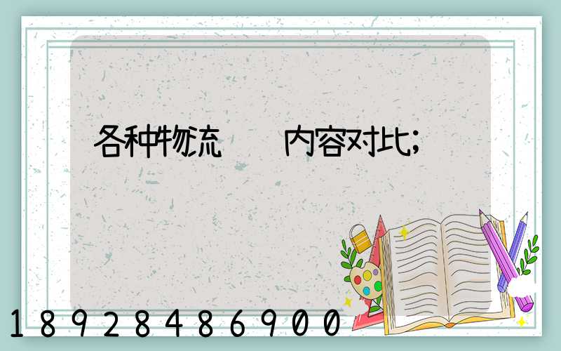 各种物流运输内容对比