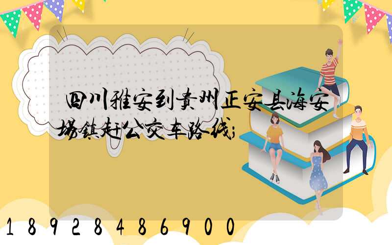 四川雅安到贵州正安县海安场镇赶公交车路线