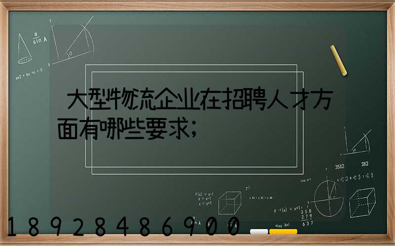 大型物流企业在招聘人才方面有哪些要求