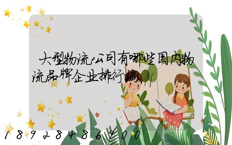 大型物流公司有哪些国内物流品牌企业排行榜