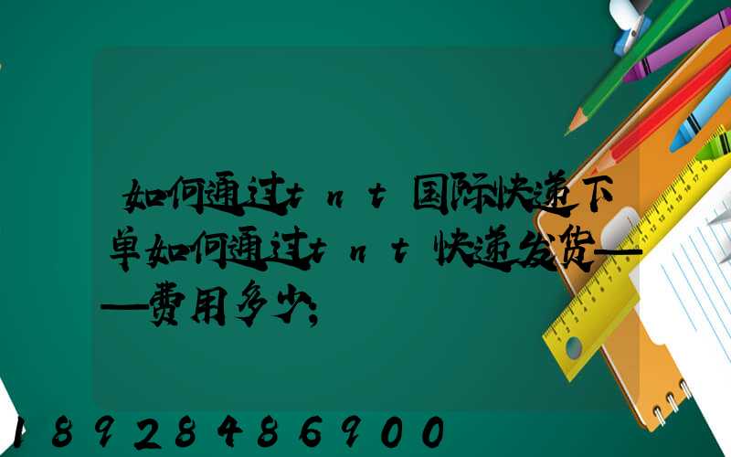 如何通过tnt国际快递下单如何通过tnt快递发货——费用多少