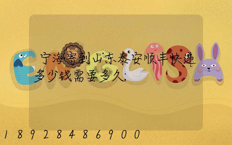 宁海寄到山东泰安顺丰快递多少钱需要多久