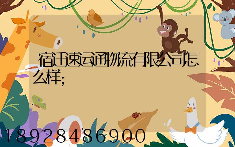 宿迁速运通物流有限公司怎么样