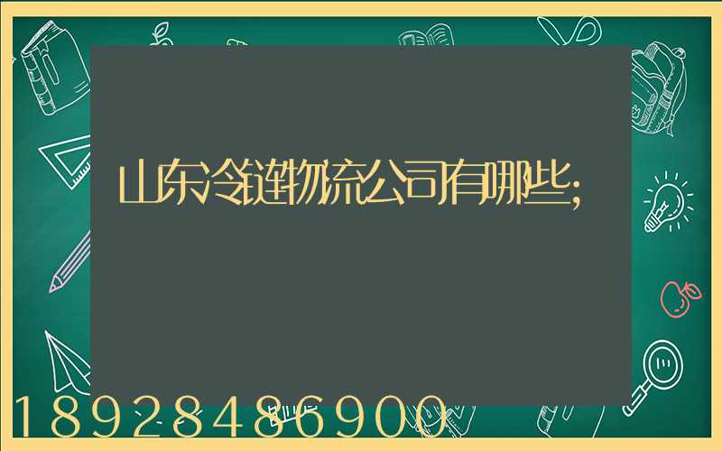 山东冷链物流公司有哪些