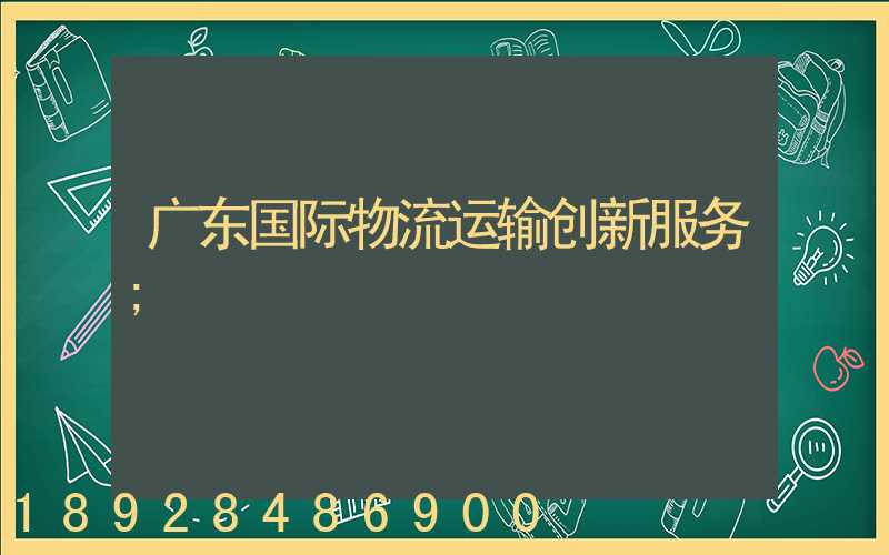 广东国际物流运输创新服务