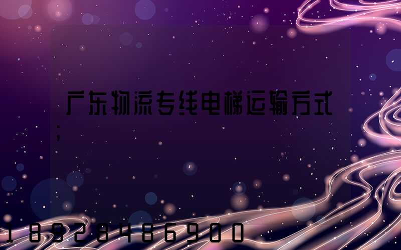 广东物流专线电梯运输方式