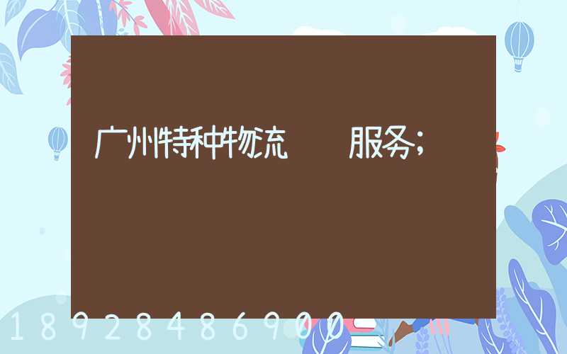 广州特种物流运输服务