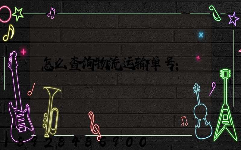 怎么查询物流运输单号