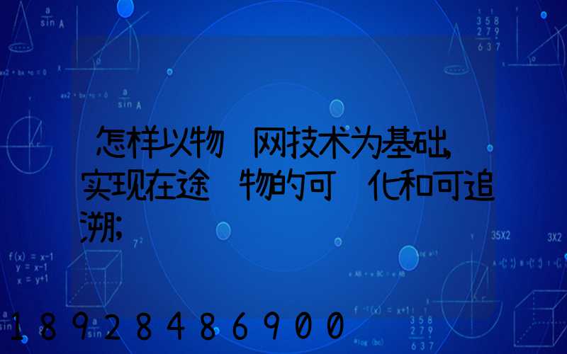 怎样以物联网技术为基础,实现在途货物的可视化和可追溯