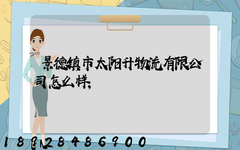 景德镇市太阳升物流有限公司怎么样