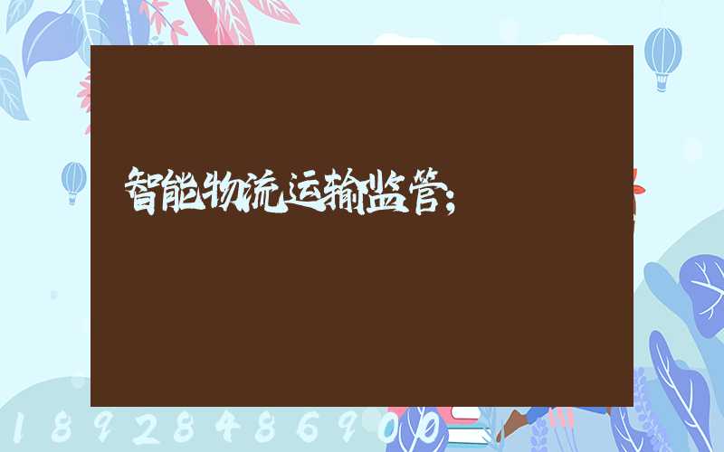 智能物流运输监管