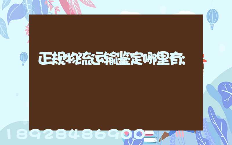 正规物流运输鉴定哪里有