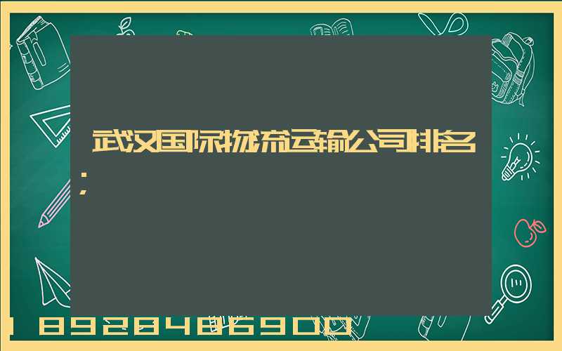 武汉国际物流运输公司排名