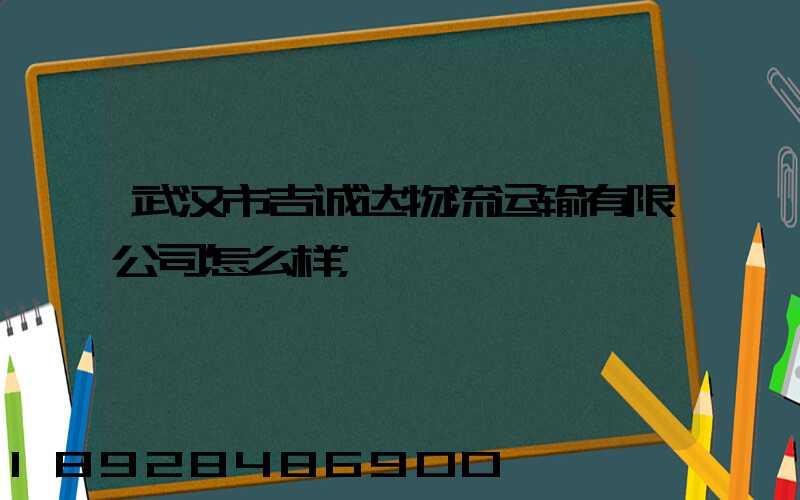 武汉市吉诚达物流运输有限公司怎么样