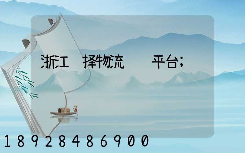 浙江选择物流运输平台