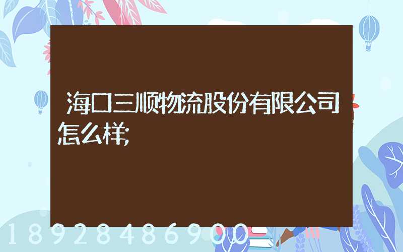 海口三顺物流股份有限公司怎么样