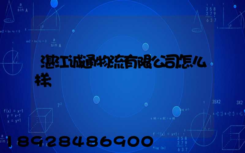 湛江诚通物流有限公司怎么样