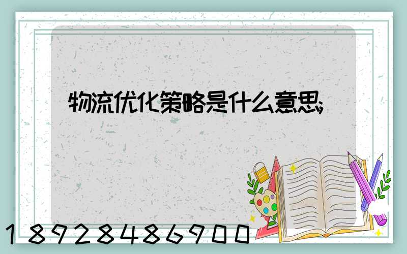 物流优化策略是什么意思
