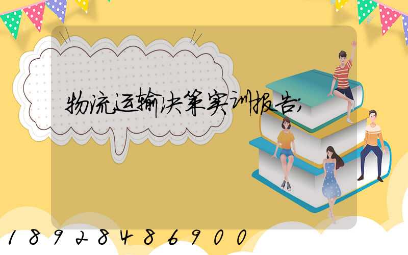 物流运输决策实训报告