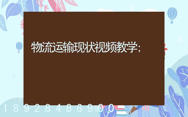 物流运输现状视频教学