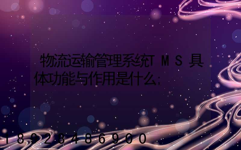 物流运输管理系统TMS具体功能与作用是什么