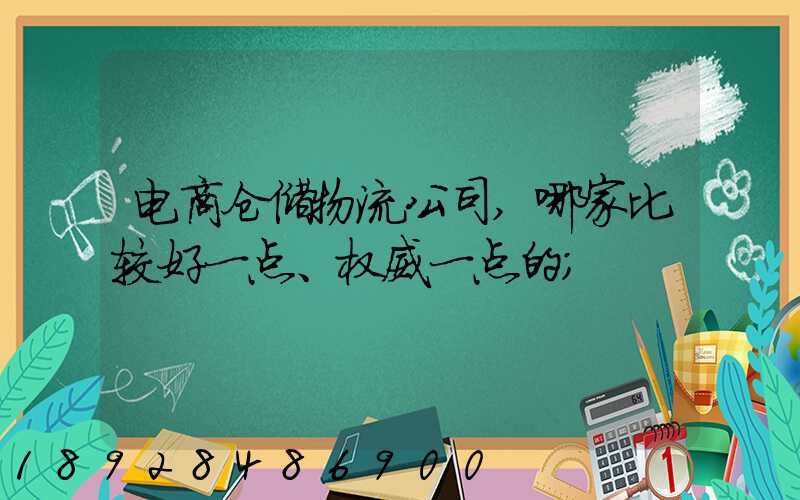 电商仓储物流公司,哪家比较好一点、权威一点的