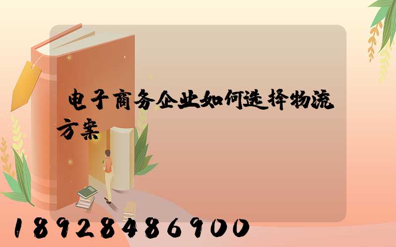 电子商务企业如何选择物流方案