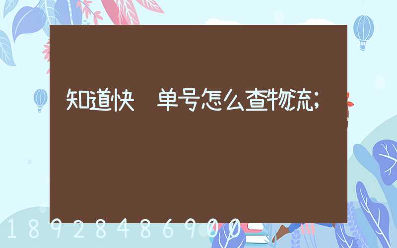 知道快递单号怎么查物流