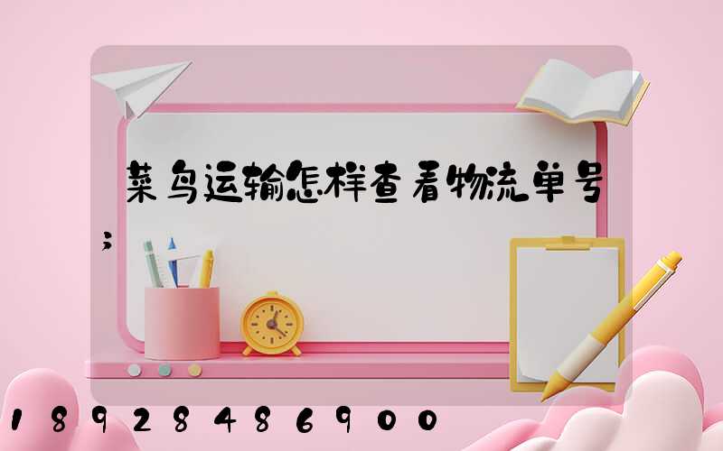 菜鸟运输怎样查看物流单号