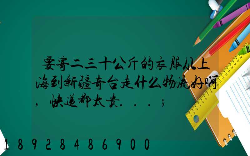 要寄二三十公斤的衣服从上海到新疆奇台走什么物流好啊,快递都太贵...