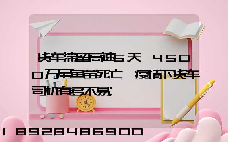 货车滞留高速5天,4500万尾鱼苗死亡,疫情下货车司机有多不易