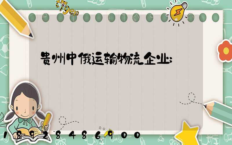 贵州中俄运输物流企业