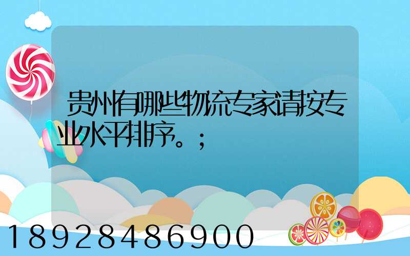 贵州有哪些物流专家请按专业水平排序。
