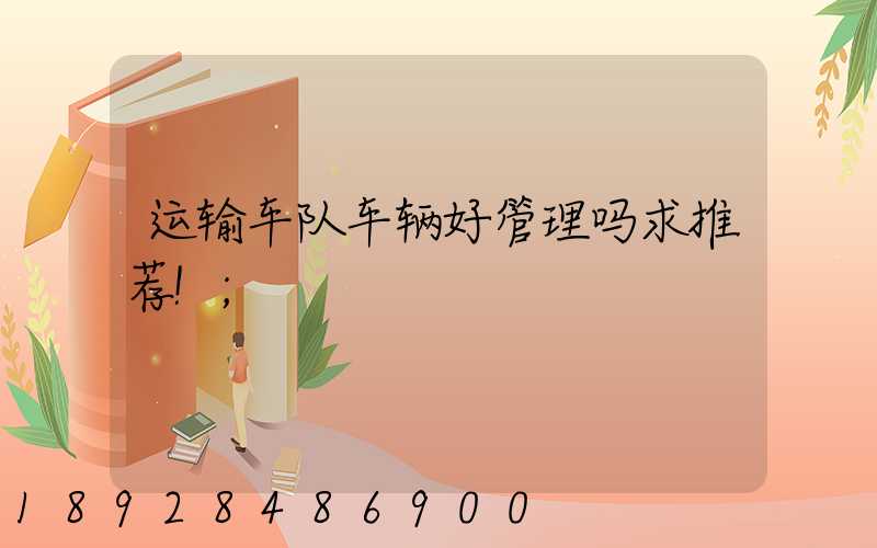 运输车队车辆好管理吗求推荐!