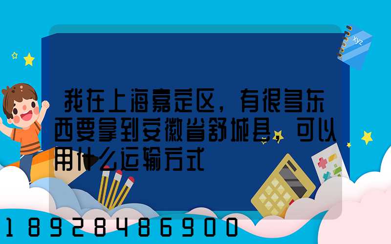 我在上海嘉定区,有很多东西要拿到安徽省舒城县,可以用什么运输方式